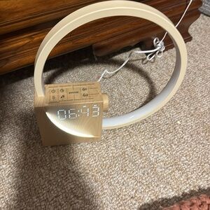 Modern Beige LED Clock with Circular Light